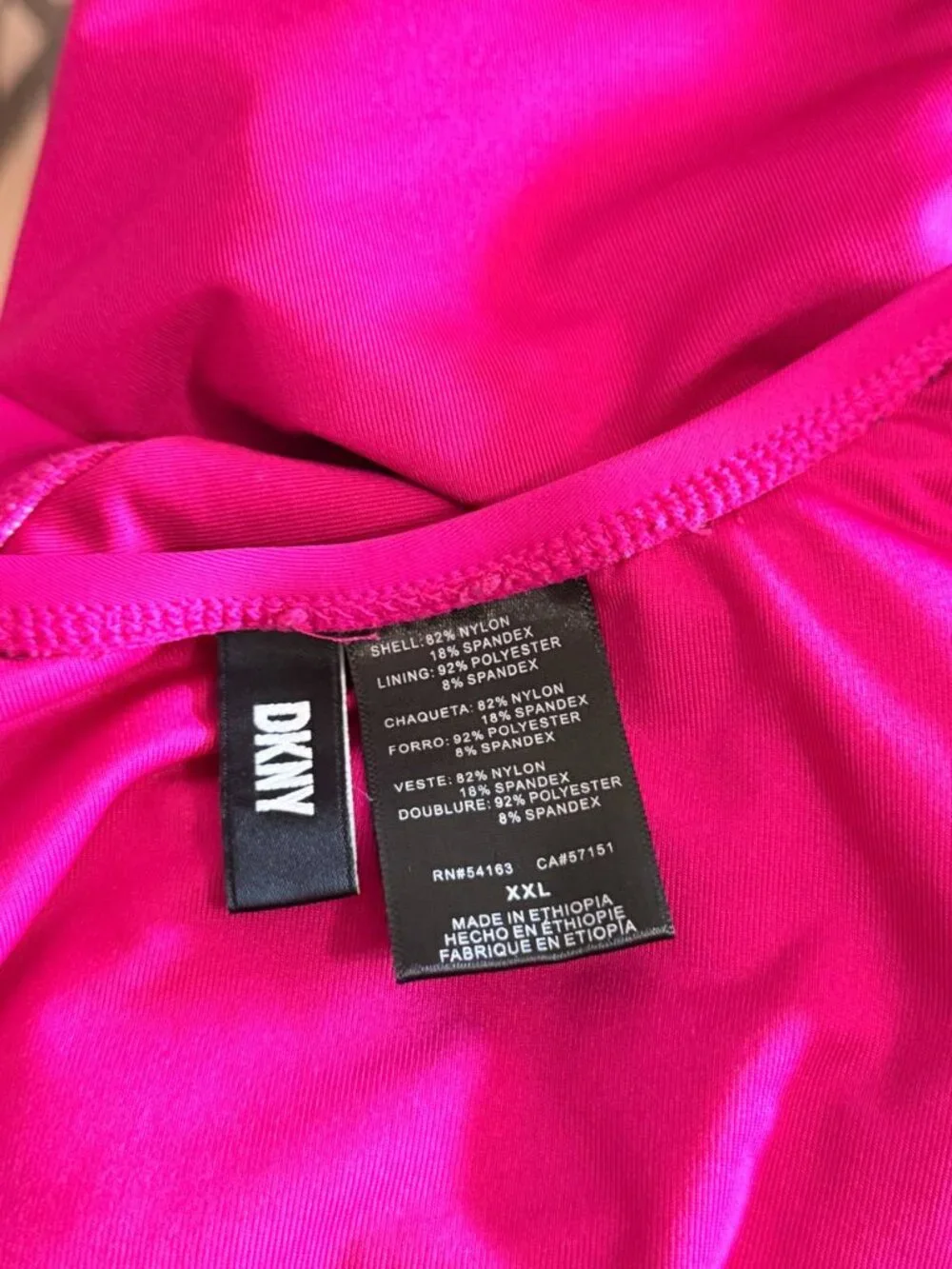 DKNY Hot Pink Ruffle Tankini Swim Top Vacation Resort Style